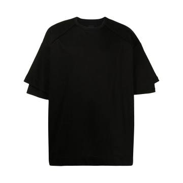 layered-sleeve cotton T-shirt