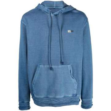 Tag twisted-seam cotton hoodie