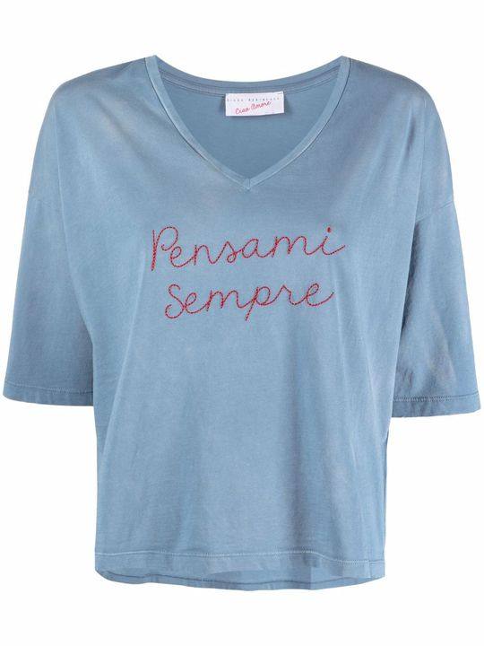 embroidered Pensami Sempre T-shirt展示图