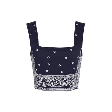 Shane Bandana Compact-Jacquard Crop Top