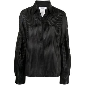 panelled striped overshirt