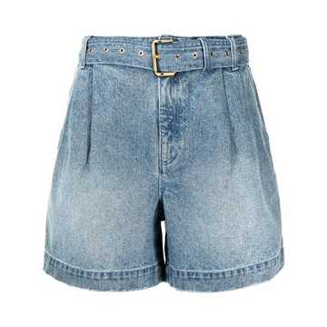 belted denim shorts