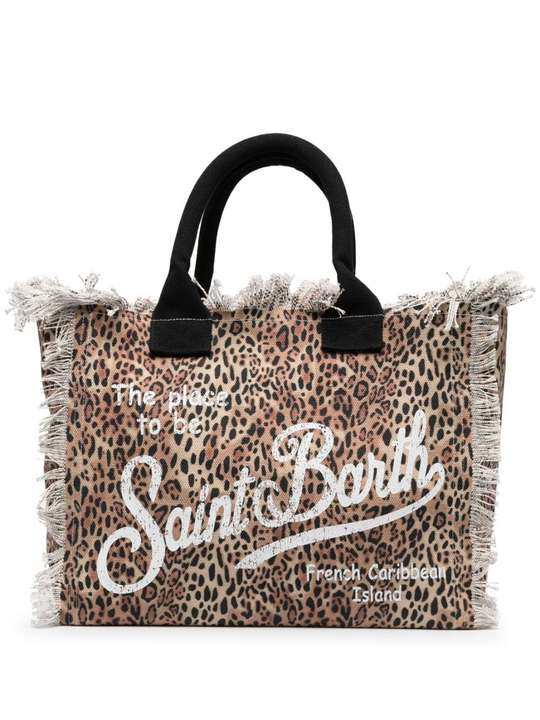 logo leopard-print beach bag展示图