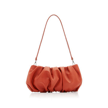 Bean Ruched Leather Shoulder Bag