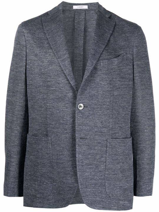 linen-blend buttoned blazer展示图