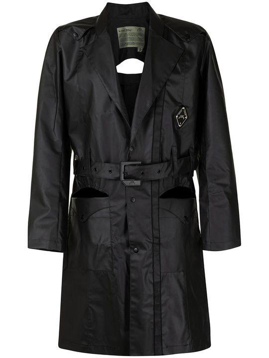 logo-patch belted trench coat展示图