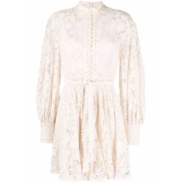 lace-patterned shirt dress