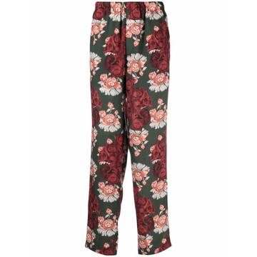 rose-print straight trousers