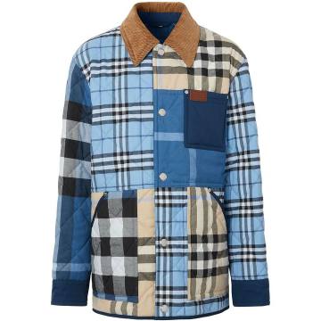 patchwork check shirt jacket