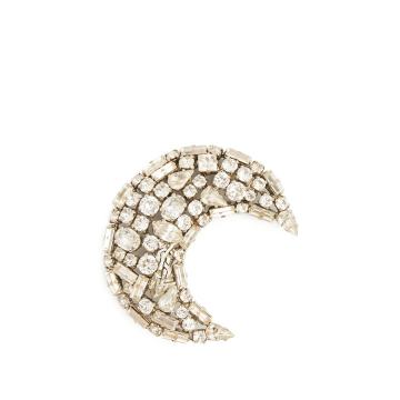 Moon crystal-embellished brooch