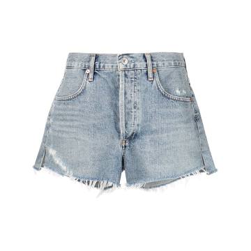 Annabelle fringed-edge denim shorts