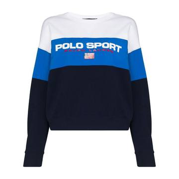 POLO FLC SWTSHRT W LOG FRNT CLRBLK STRP