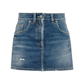 distressed denim miniskirt