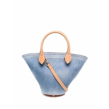 denim-effect bucket bag