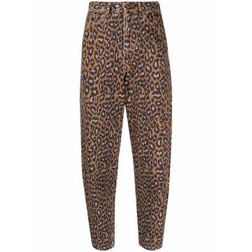 leopard-print cropped jeans