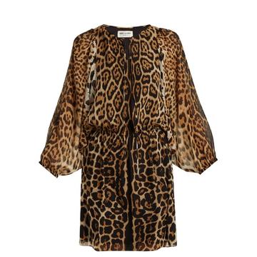 Leopard-print georgette dress