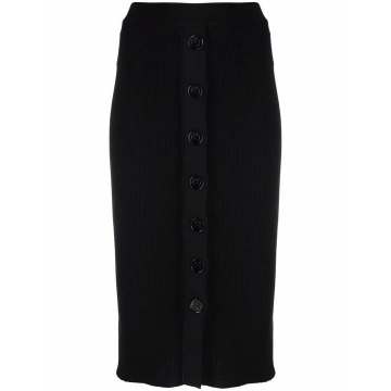 buttoned ribbed-knit skirt