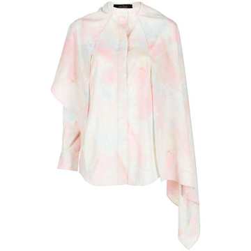 abstract-print draped shirt