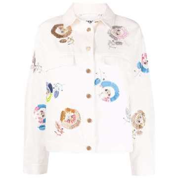 embroidered button-up denim jacket