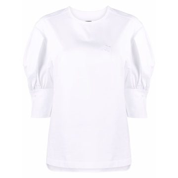 puff-sleeve cotton shirt