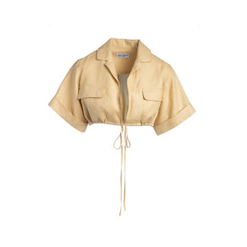 Cropped Linen Safari Shirt