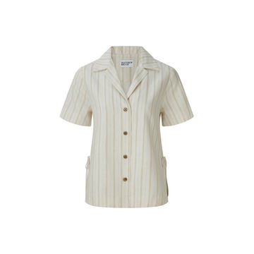 Side Slit Striped Camp Shirt