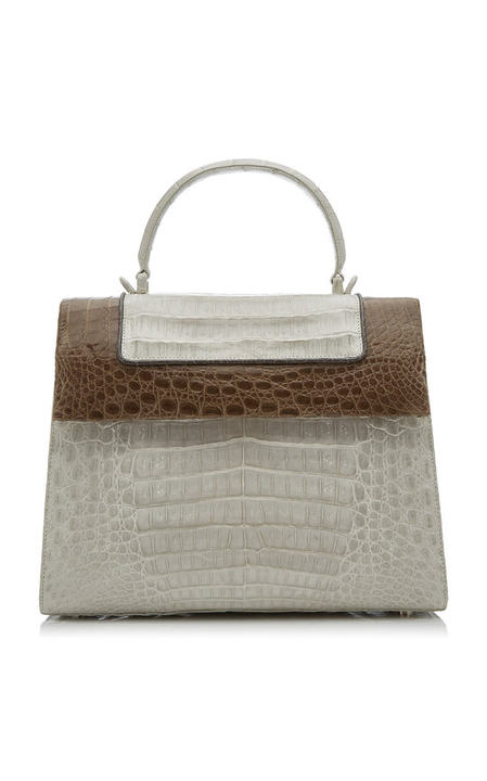 Lily Large Tricolor Crocodile Top Handle Bag展示图