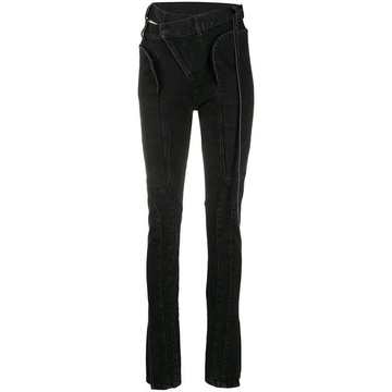 asymmetric fastening bootcut jeans