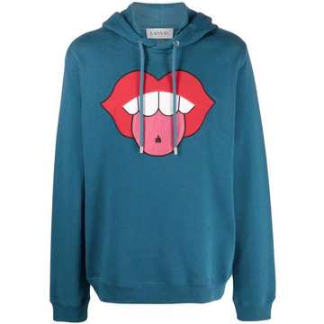 mouth motif-patch hoodie