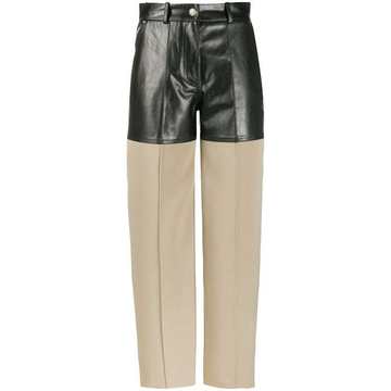 lamb skin layer wide leg trousers