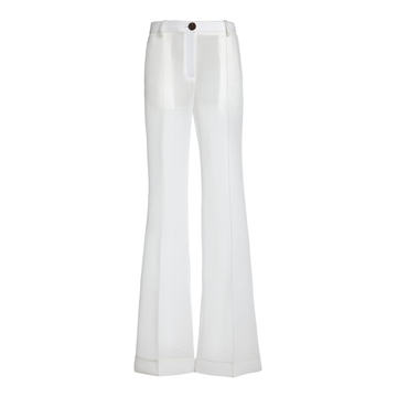 Chiffon High-Rise Flared-Leg Trousers