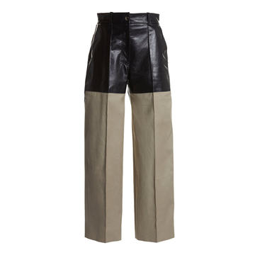 Two-Tone Leather-Cady Pants