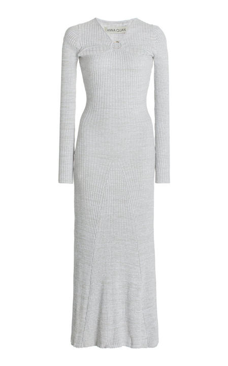 Halle Cutout Ribbed-Knit Cotton Maxi Dress展示图