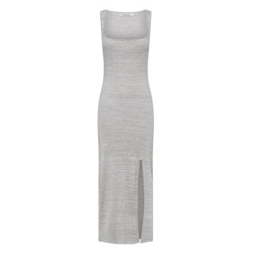 Jana Square-Neck Ribbed-Knit Cotton Maxi Dress