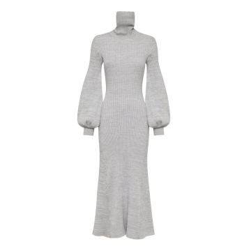 Amalia Puff-Sleeve Ribbed-Knit Cotton Maxi Dress