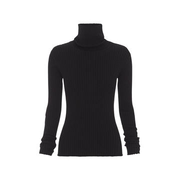 Heather Ribbed-Knit Turtleneck Top