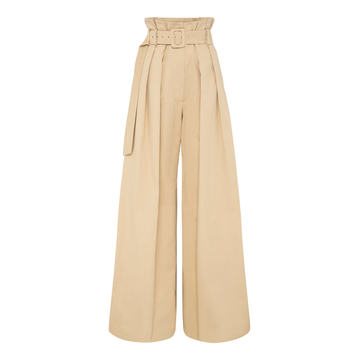 Emmett Belted Cotton-Blend Wide-Leg Pants