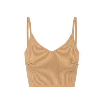 Nellie Ribbed-Knit Cotton-Blend Crop Top