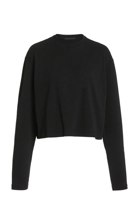 Oversized Cropped Cotton Long-Sleeve T-Shirt展示图