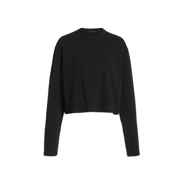 Oversized Cropped Cotton Long-Sleeve T-Shirt