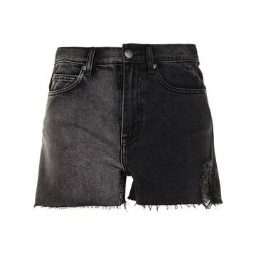 two-tone high-rise denim shorts