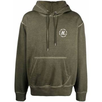 logo-printed fleece hoodie