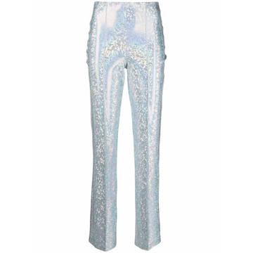 metallic-effect straight-leg trousers