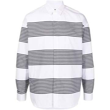 stripe-panelled cotton shirt