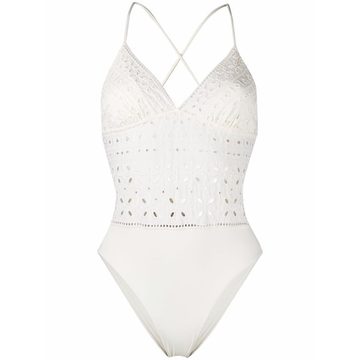 embroidered crossover-straps swimsuit