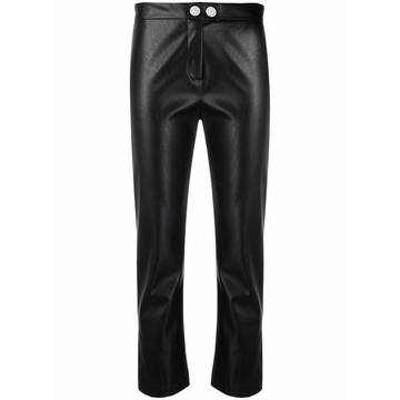 cropped faux-leather trousers