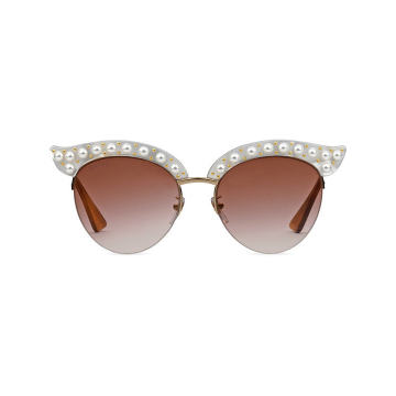 Cat eye acetate sunglasses with pearls