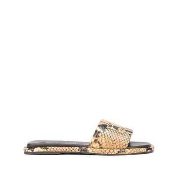 snakeskin-effect open-toe slides