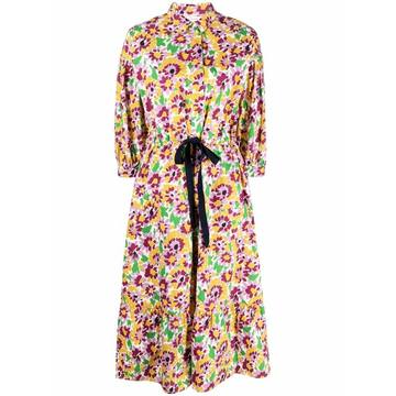 floral-print midi shirt dress