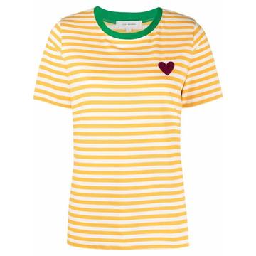 embroidered heart striped T-shirt